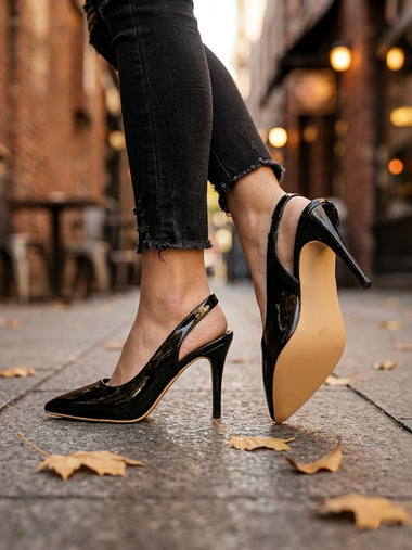 Noir Sleek Sling Heels