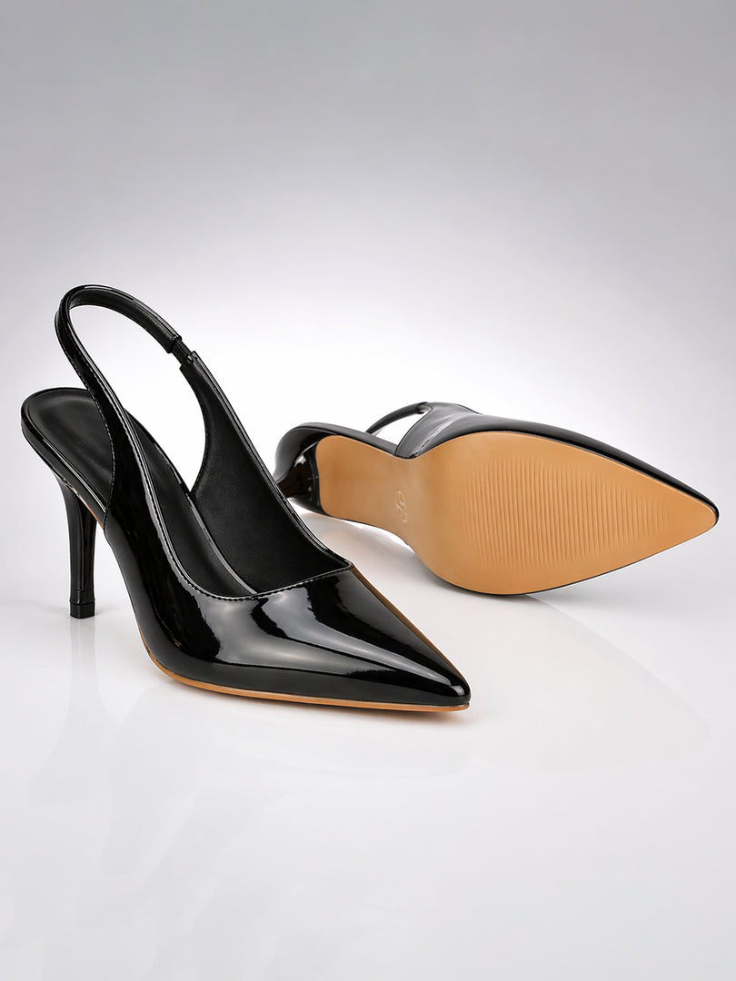 Noir Sleek Sling Heels