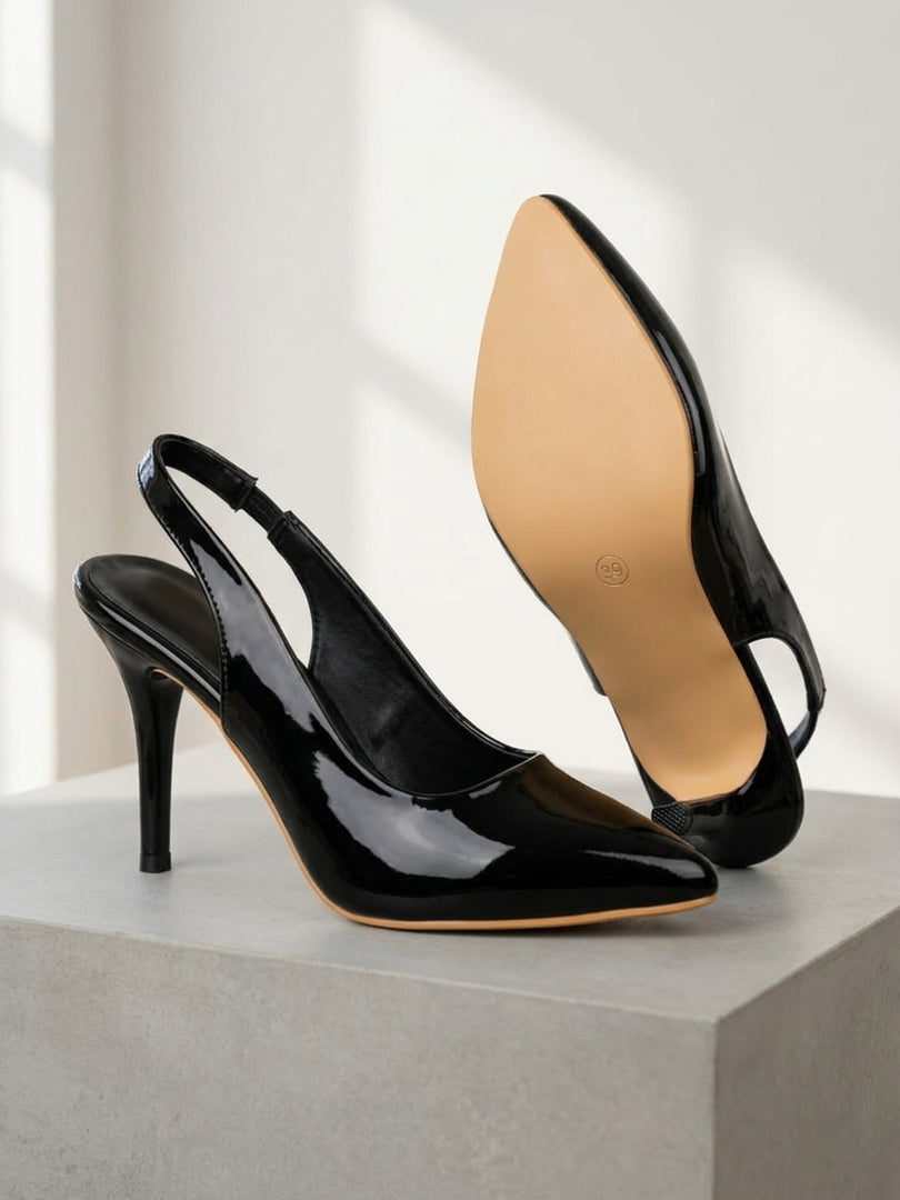 Noir Sleek Sling Heels