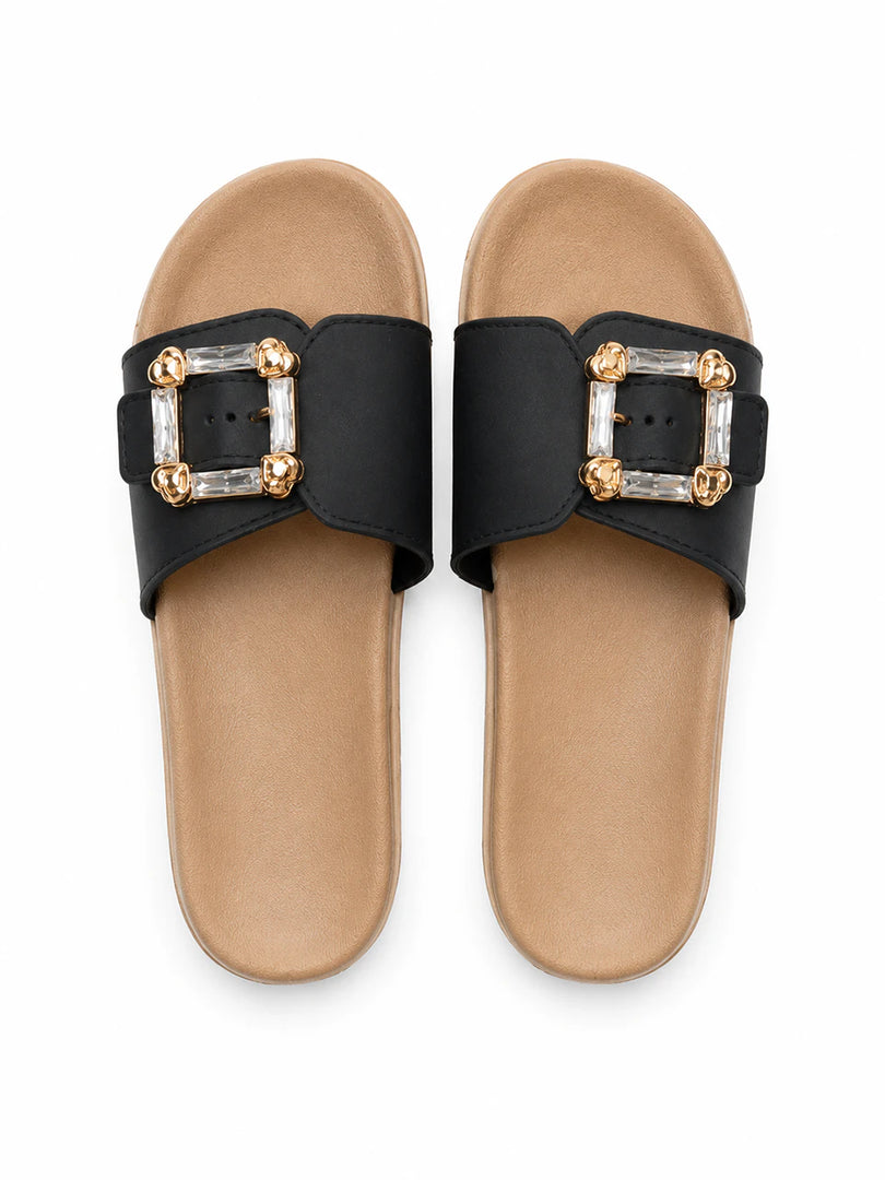 Heleey Midnight Crystal Comfort Slides