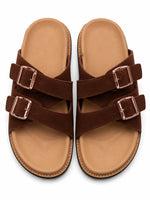 Load image into Gallery viewer, Heleey Mocha Luxe Buckle Slides