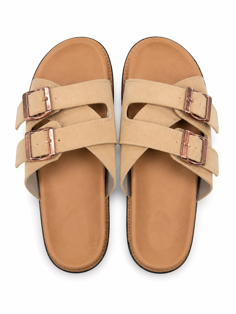 Heleey Sandstone Chic Buckle Slides