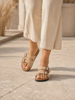 Load image into Gallery viewer, Heleey Sandstone Chic Buckle Slides