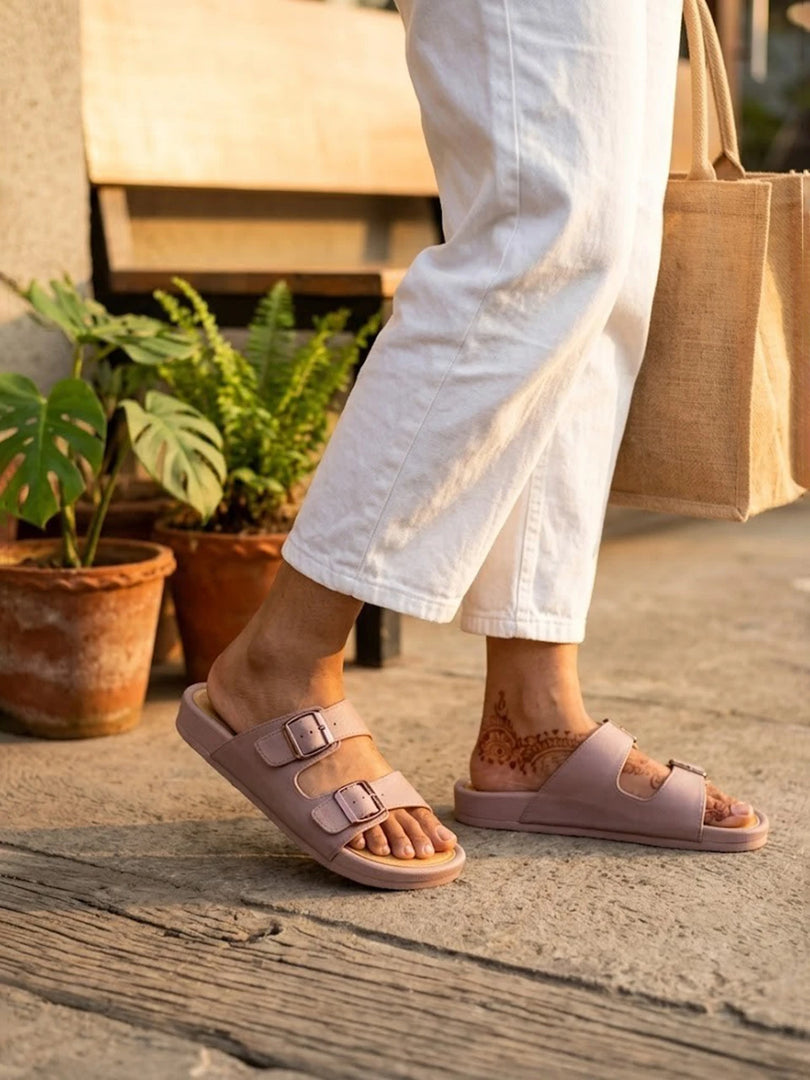 Heleey Blush Buckle Comfort Slides