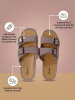 Load image into Gallery viewer, Heleey Blush Buckle Comfort Slides