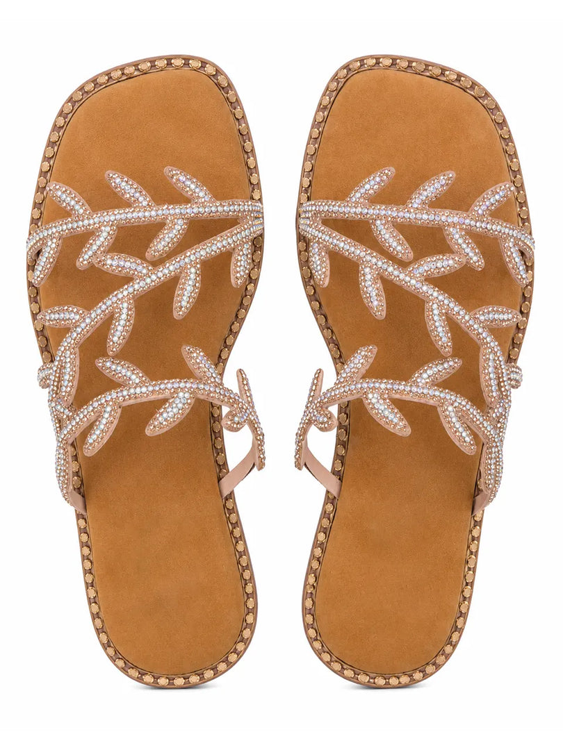 Heleey Crystal Vine Flat Sandals