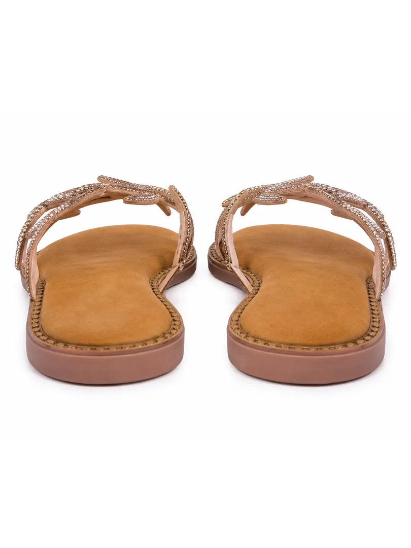Heleey Crystal Vine Flat Sandals