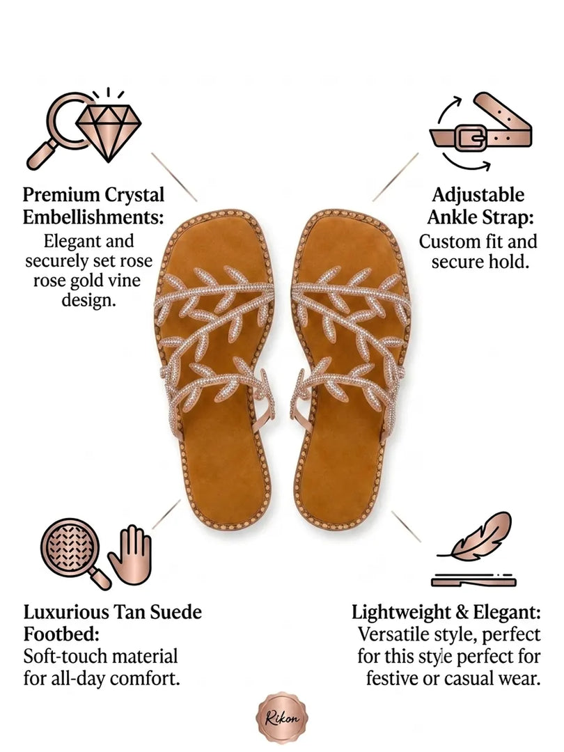 Heleey Crystal Vine Flat Sandals