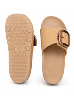 Load image into Gallery viewer, Beige Glow Buckle Slides
