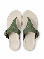 Load image into Gallery viewer, Olive Lace Comfort Thongs