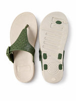 Load image into Gallery viewer, Olive Lace Comfort Thongs