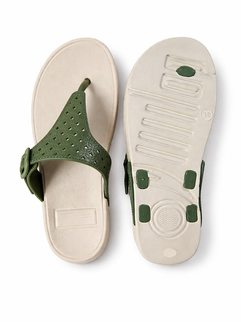 Olive Lace Comfort Thongs