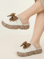 Load image into Gallery viewer, Heleey Fluffy Cloud Bow Slippers