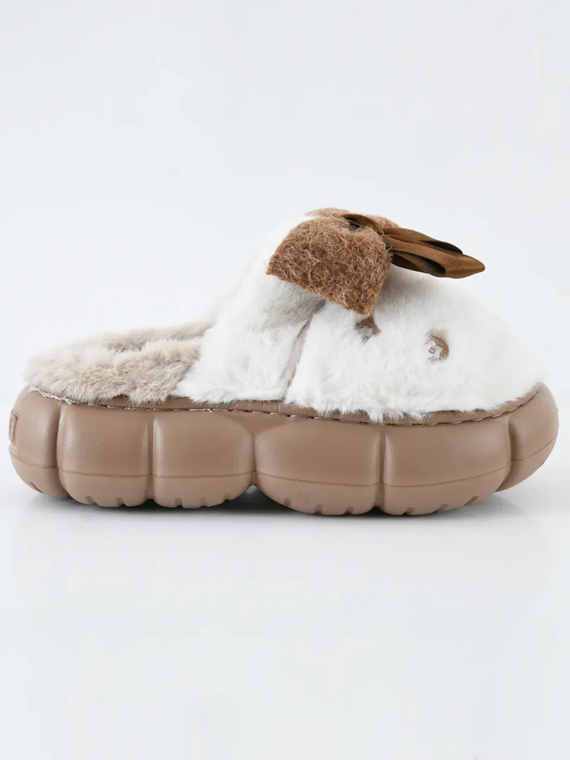 Heleey Fluffy Cloud Bow Slippers