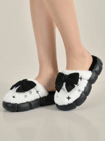 Load image into Gallery viewer, Heleey Classic Black &amp; White Cloud Bow Slippers