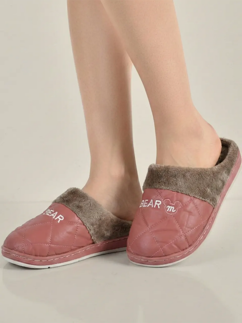 Heleey Blush Quilted Fur-Lined Slippers