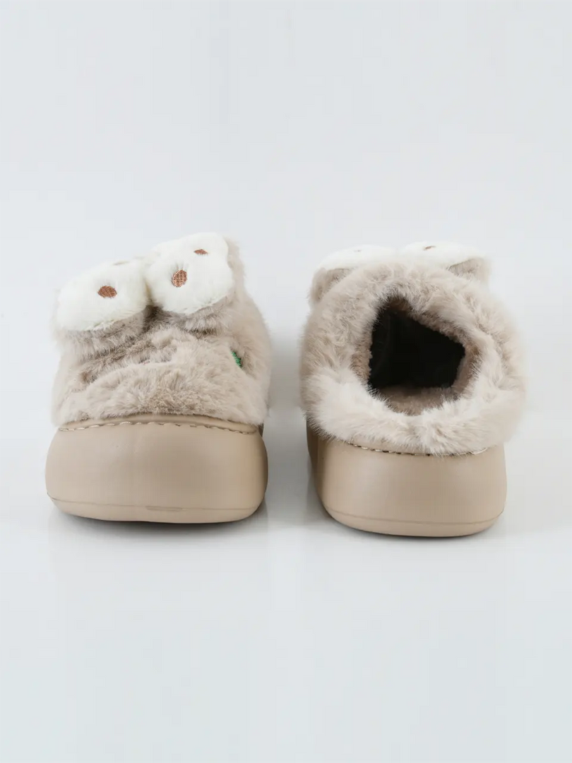 Heleey Cozy Plush Bow Slippers