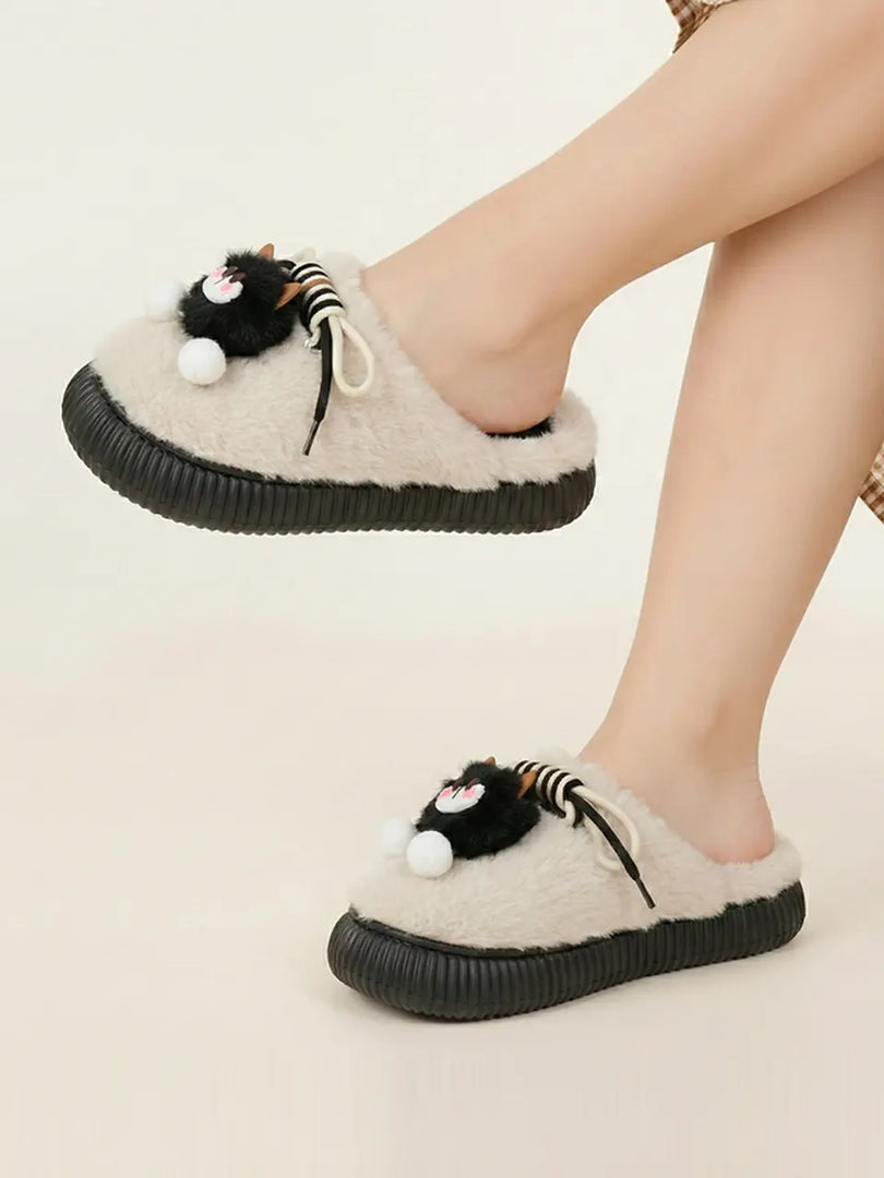 Heleey Cute Kitty Plush Comfort Slippers