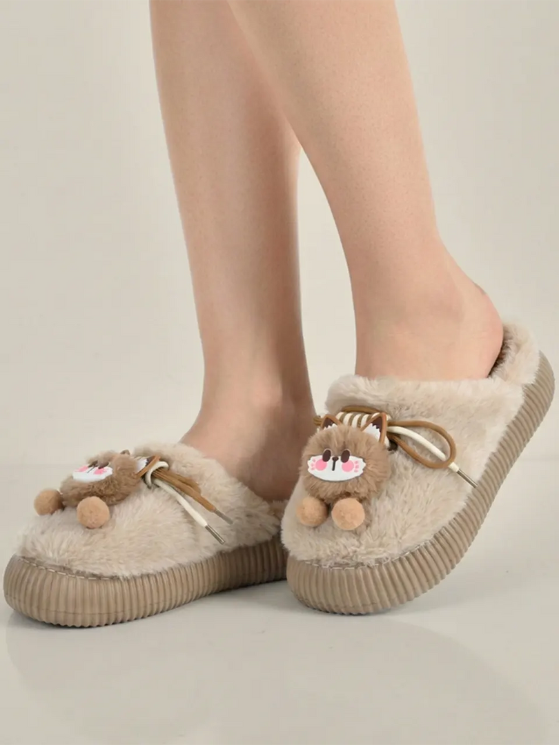 Heleey Snuggly Kitty Plush Slippers