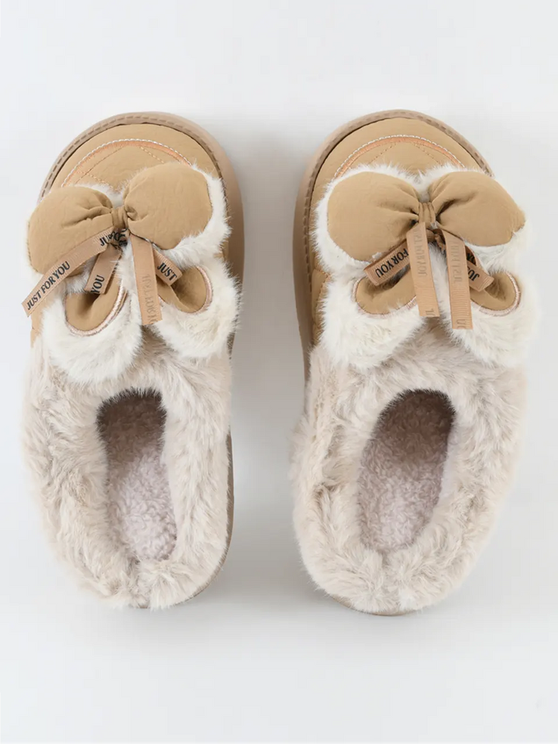 Heleey Fluffy Bow Comfort Slippers