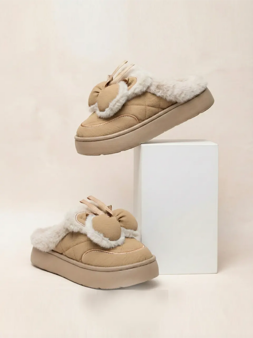 Heleey Fluffy Bow Comfort Slippers
