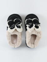 Load image into Gallery viewer, Heleey Elegant Black Bow Fur Slippers