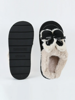 Load image into Gallery viewer, Heleey Elegant Black Bow Fur Slippers