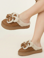 Load image into Gallery viewer, Heleey Warm Bow Plush Winter Slippers