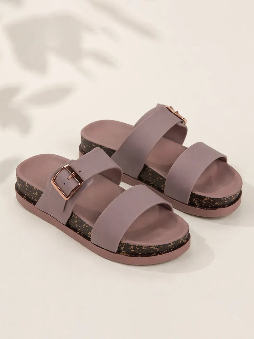 Blush Glow Buckle Slides