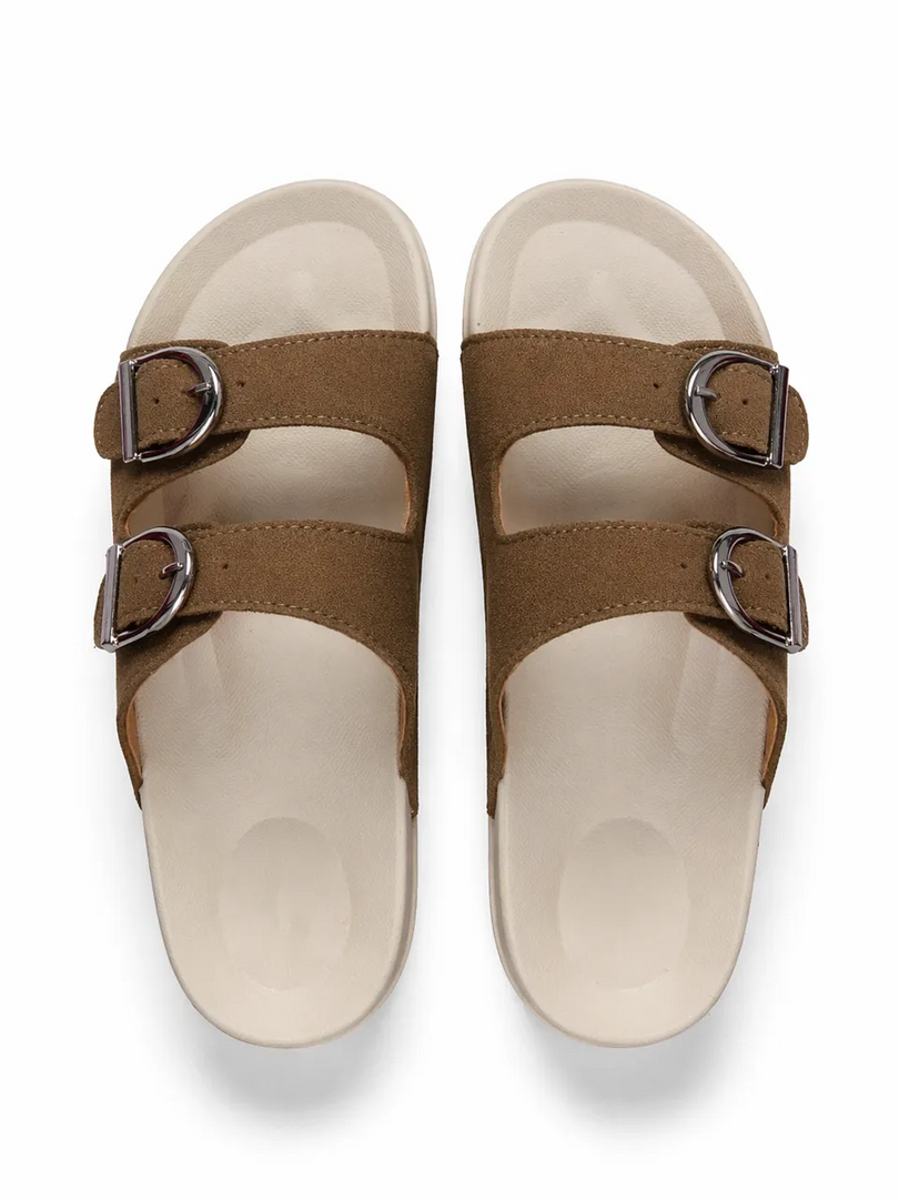 Caramel Comfort Buckle Slides