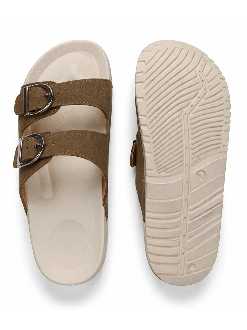 Caramel Comfort Buckle Slides