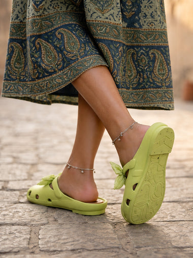 Lime Blossom Bow Clogs