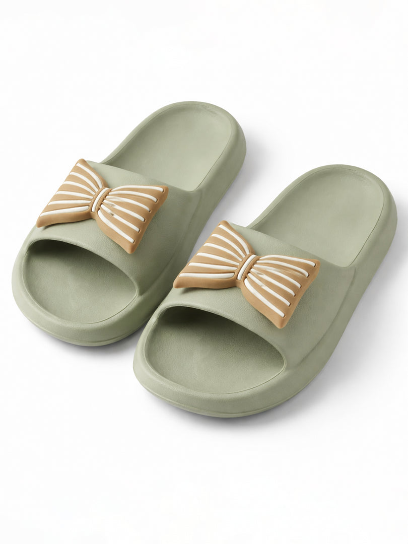 Sage Bow Comfort Slides