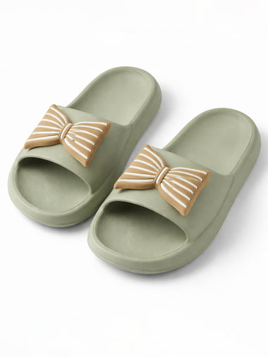 Sage Bow Comfort Slides