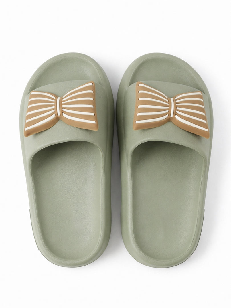 Sage Bow Comfort Slides