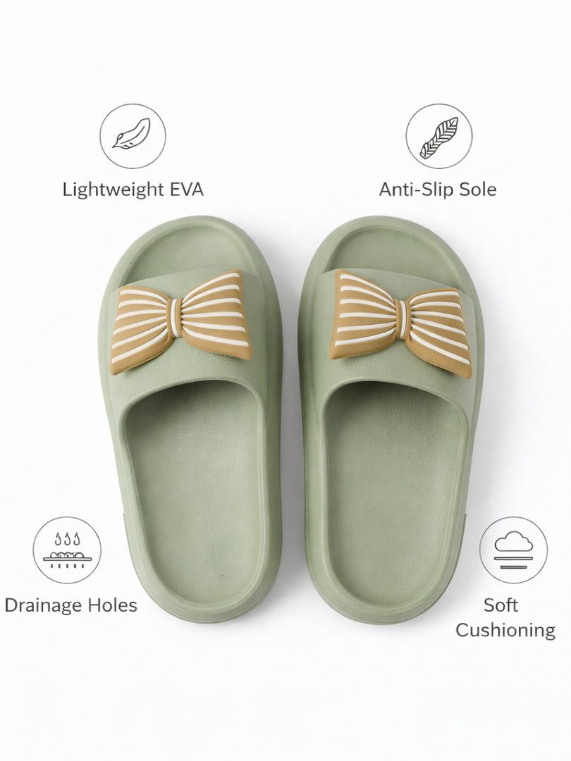 Sage Bow Comfort Slides