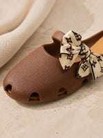 Load image into Gallery viewer, Heleey Bow Charm Brown Comfort Clogs