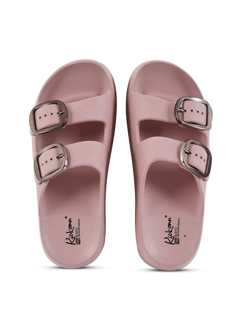 Heleey Soft Pink Double Buckl Walkin Crocs