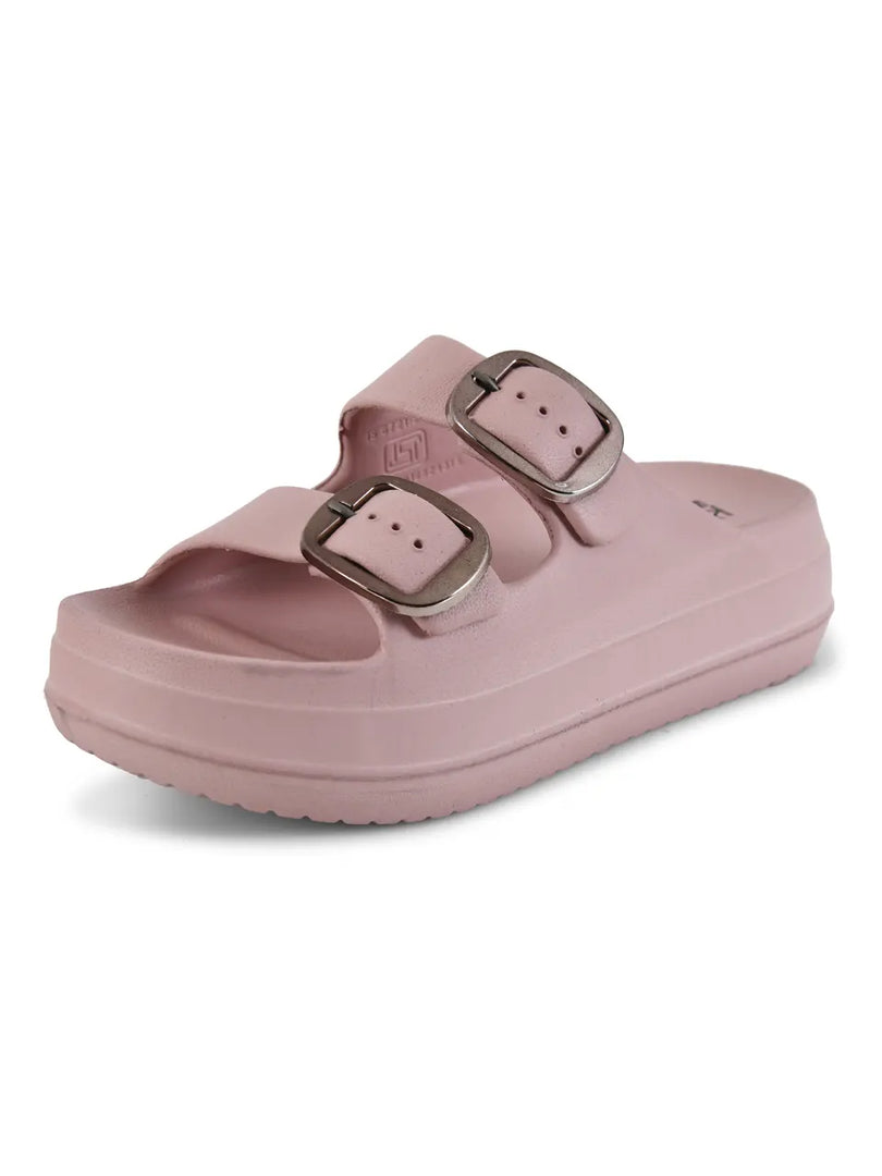 Heleey Soft Pink Double Buckl Walkin Crocs