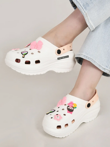 Heleey Girl Round-Toe White Slip-On Flip-Flops SC-25