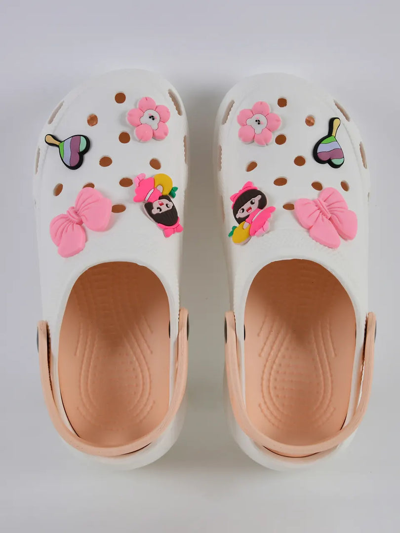Heleey Girl Round-Toe White Slip-On Flip-Flops SC-25