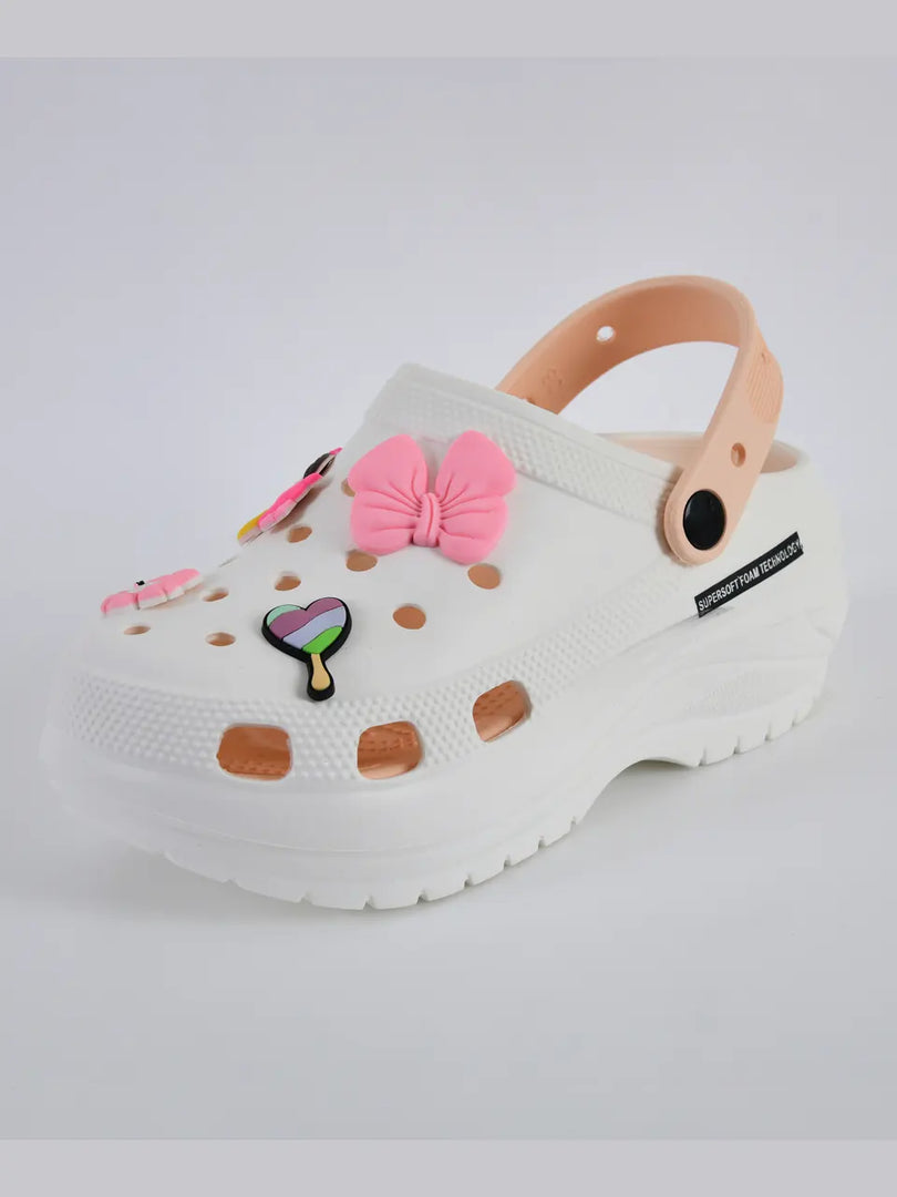 Heleey Girl Round-Toe White Slip-On Flip-Flops SC-25