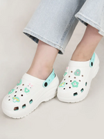 Load image into Gallery viewer, Heleey Girl Round-Toe White Blue Flip-Flops