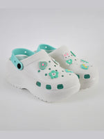 Load image into Gallery viewer, Heleey Girl Round-Toe White Blue Flip-Flops