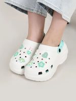 Load image into Gallery viewer, Heleey Girl Round-Toe White Blue Flip-Flops