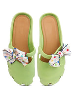 Load image into Gallery viewer, Heleey Green Flats with Bow Dot Design