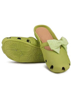 Load image into Gallery viewer, Heleey Green Flats with Bow Dot Design