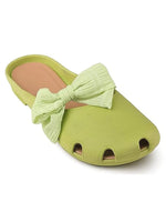 Load image into Gallery viewer, Heleey Green Flats with Bow Dot Design