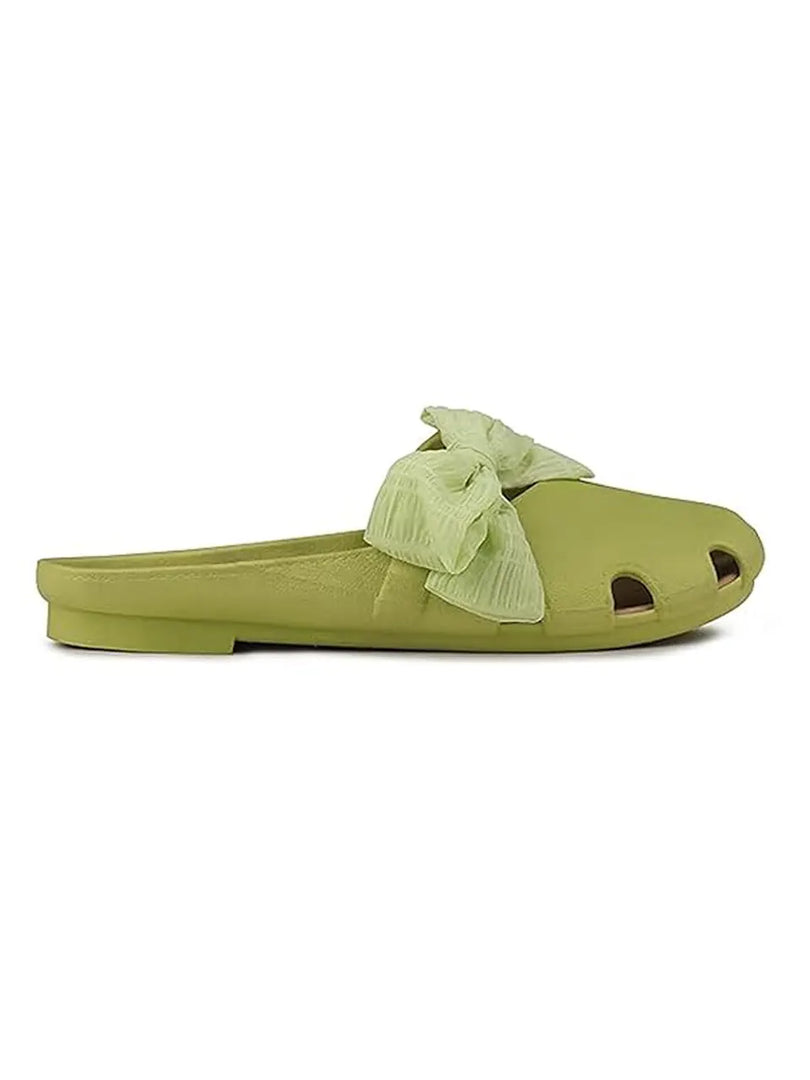 Heleey Green Flats with Bow Dot Design