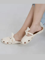Load image into Gallery viewer, Heleey White Flats with Bow Dot Design